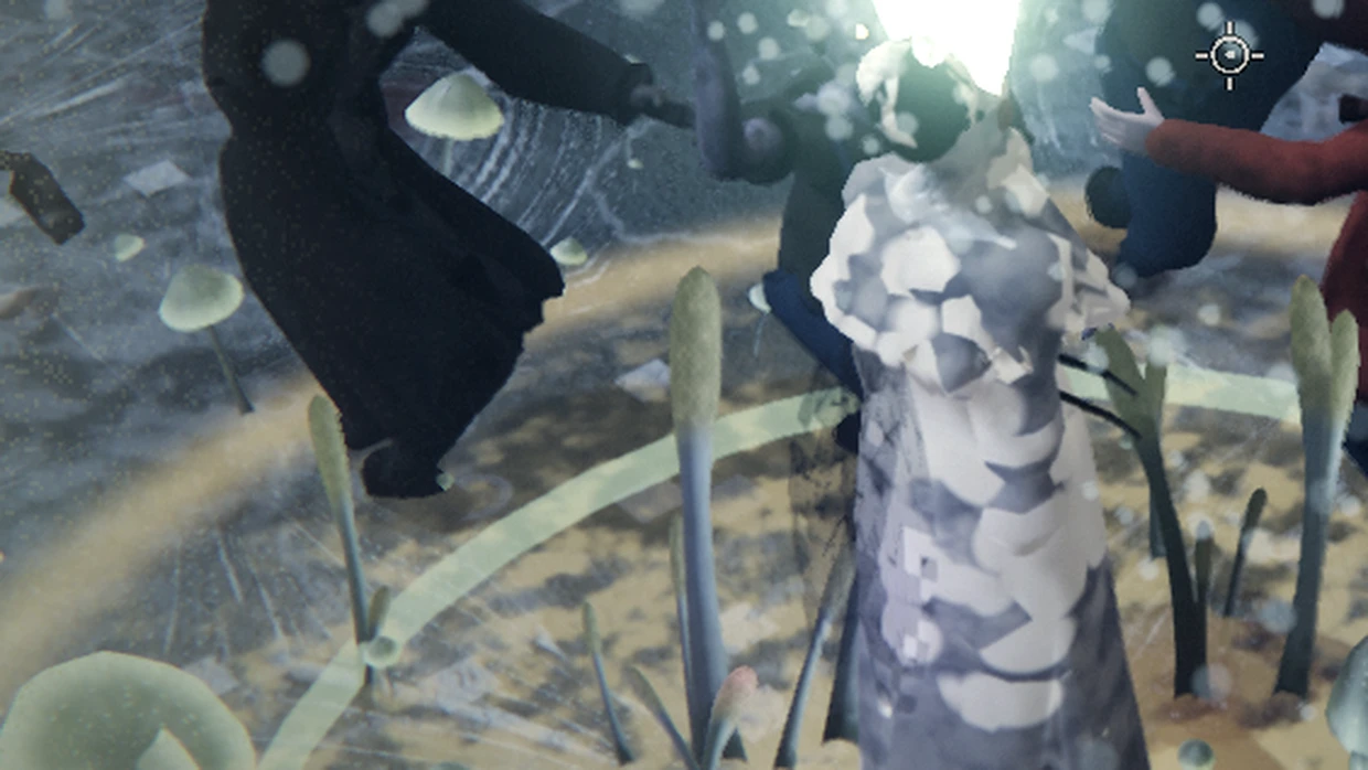 Infected Lord and Walkers converging in a spore ring surrounded by giant Cordyceps stalks